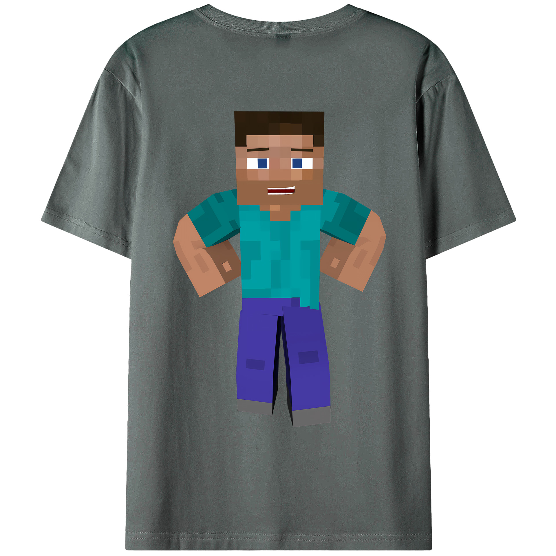 （画像用） マインクラフト ブロックの世界 Minecraft MC Block world 綿100％ メンズ半袖Tシャツ（バックプリント） 通気性